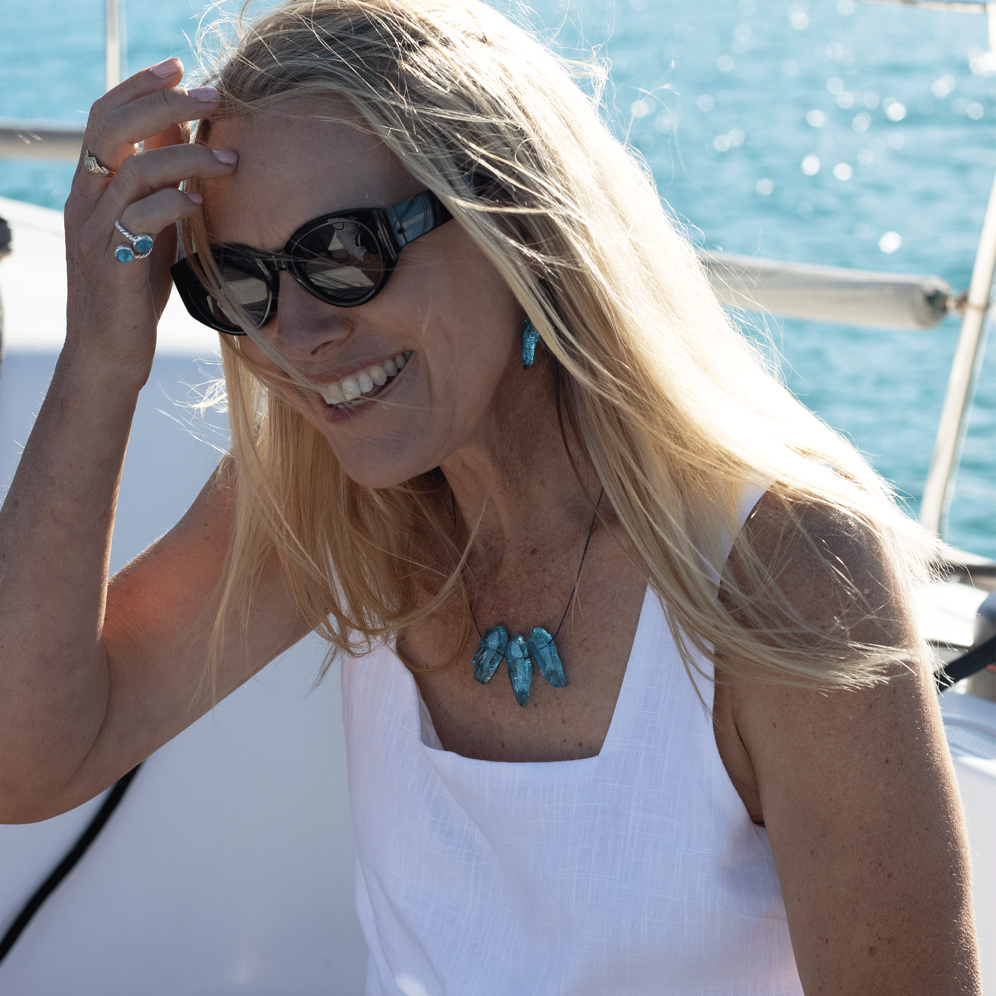 Eco-chic ReValued Pendant Necklace worn, highlighting its versatile style and artisanal beauty."