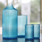 Artistic close-up of the Sapphire pint glass's texture and colour, emphasizing its eco-conscious origin and unique character of various styles."