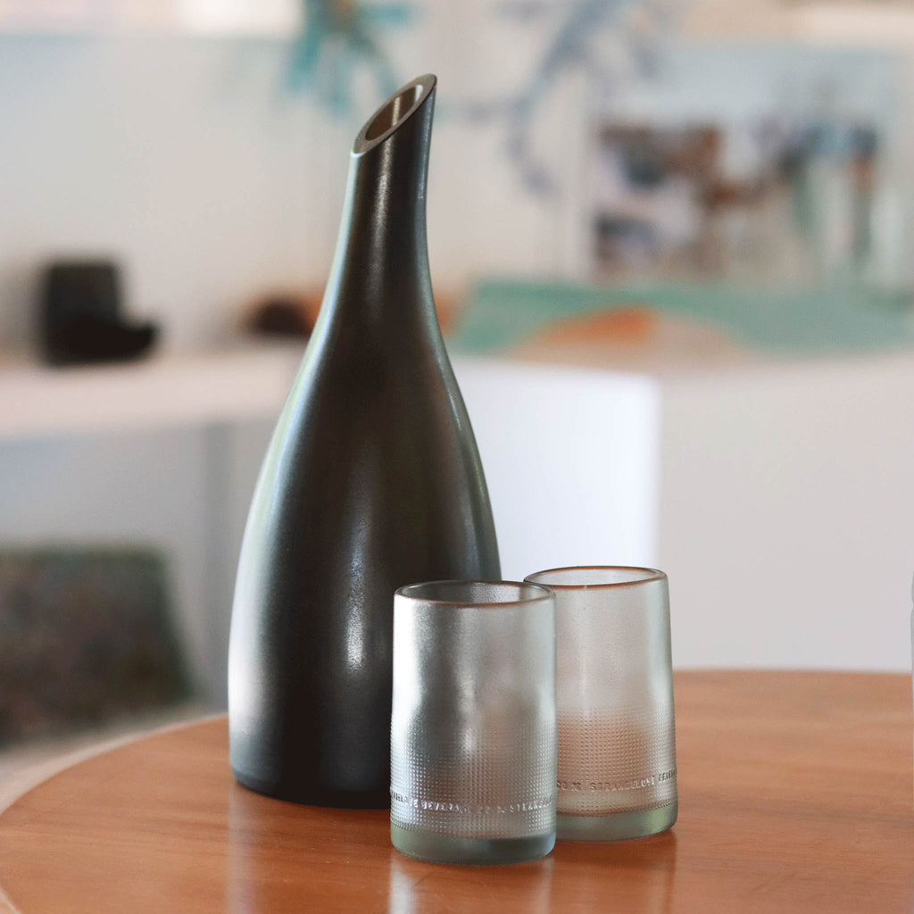 Elegant Prestige Carafe made from repurposed champagne bottles for eco-sophisticated dining